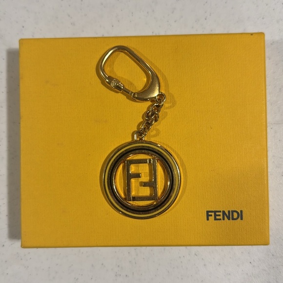 Fendi Accessories - Fendi FF Zucca Gold Keychain with Box Authentic